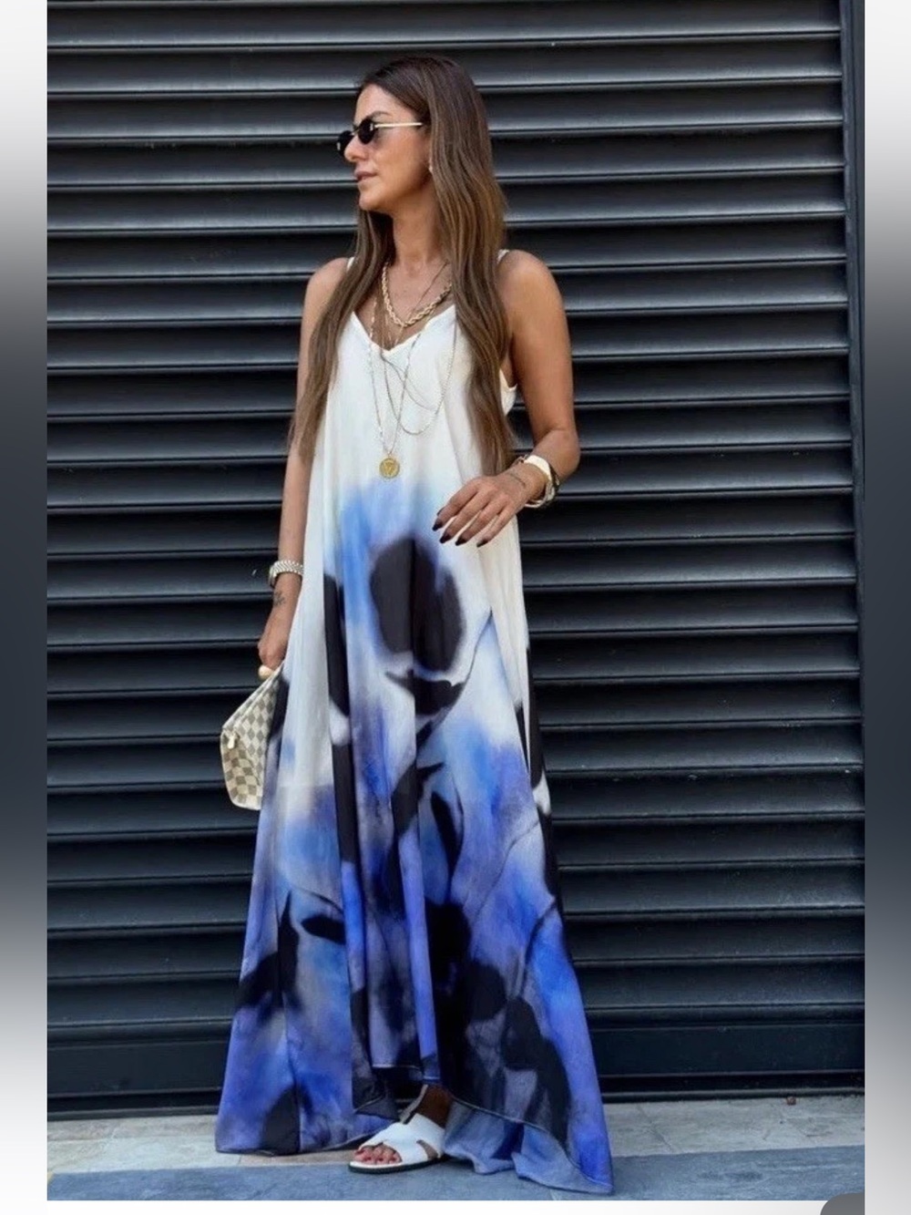 Zara 100% ramie print dress
